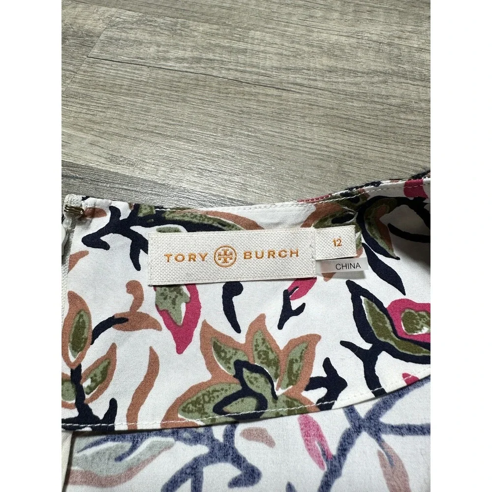 Tory Burch Women's Printed 3/4 Sleeve Tunic Mini Dress‎ Floral Size 12